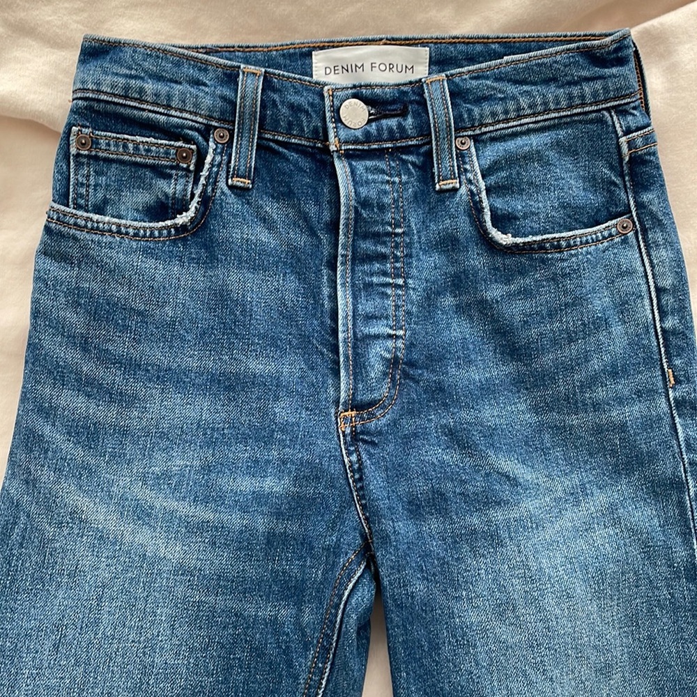 Denim Forum straight leg jeans from Aritzia.